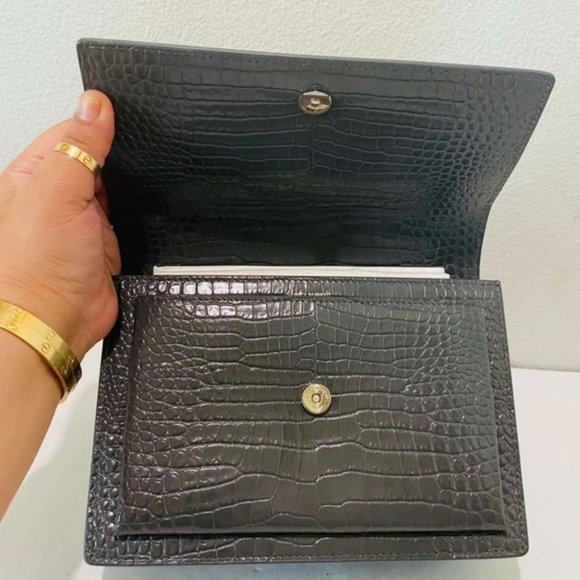 YSL SUNSET Medium Croc black Crossbody Brand New - Picture 9 of 15